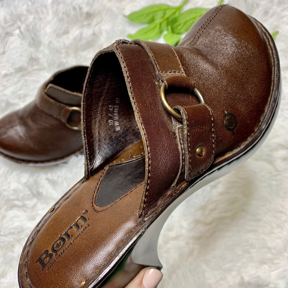 ☀️ NEW Born 10 Mule Clogs Slip ons Brown Leather